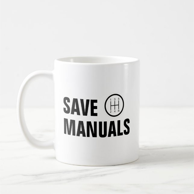 SAVE MANUALS STANDARD SHIFTER COFFEE MUG (Left)