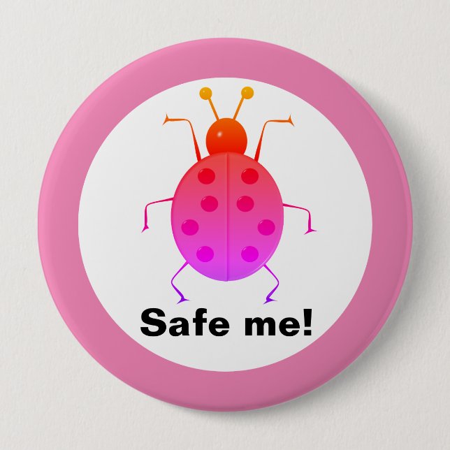 Save me! Cute colourful ladybugs,personalised 10 Cm Round Badge (Front)