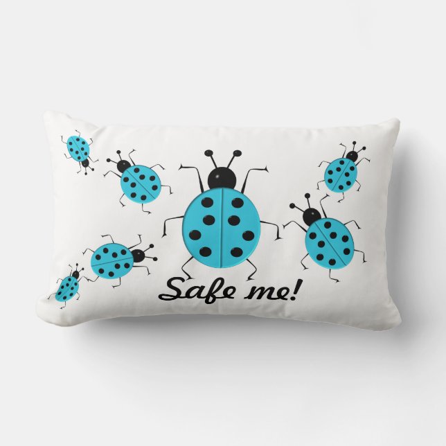 Save me! Cute colourful ladybugs,personalised Lumbar Cushion (Front)