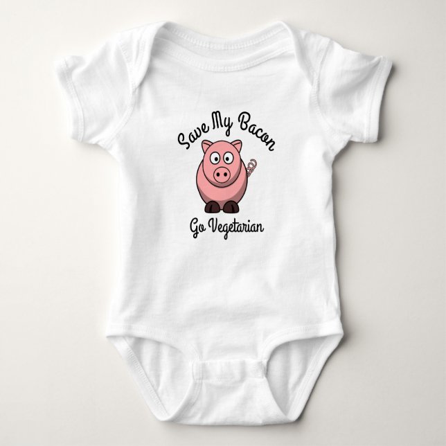 Save My Bacon Go Vegetarian Baby Bodysuit (Front)