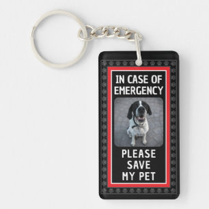SAVE MY PET Safety Alert Custom Photo Modern  Key Ring