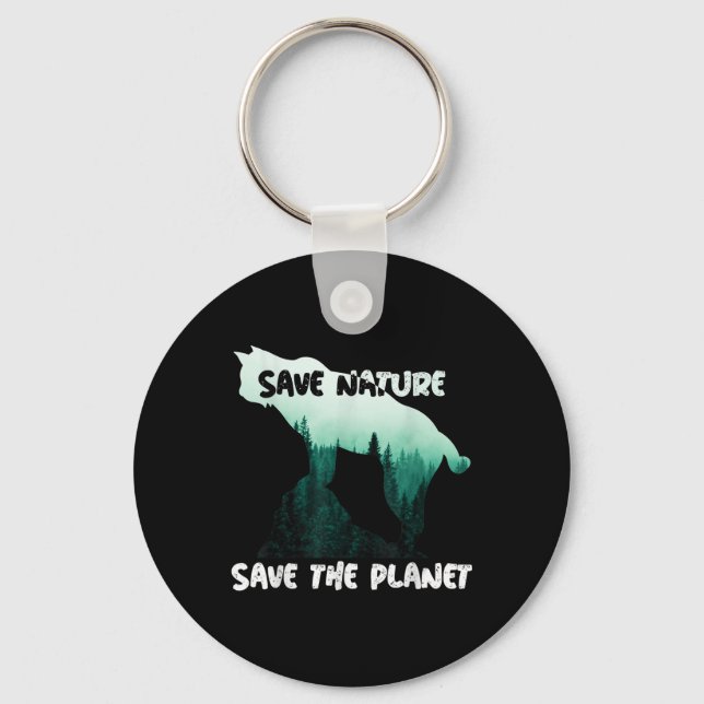 Save Nature Save Planet Environmental Protection  Key Ring (Front)