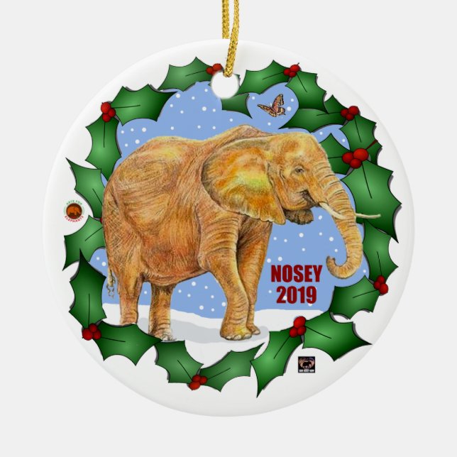 Save Nosey Now 1st annual Christmas ornament. Ceramic Tree Decoration (Front)