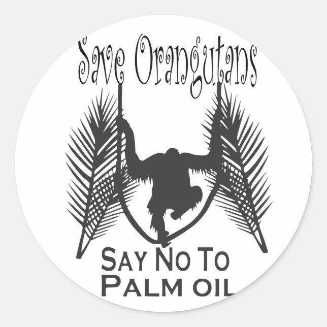 Save Orangutans Say No to Palm Oil Stickers (Front)