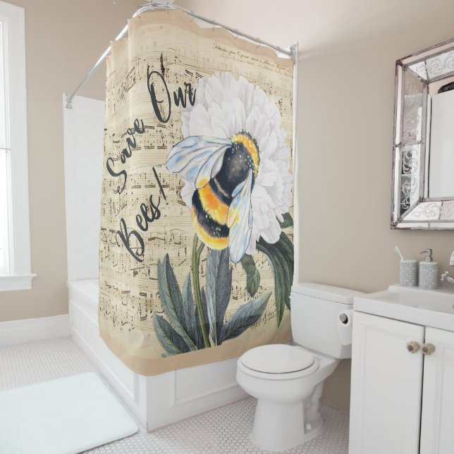 Save Our Bees Collage Shower Curtain (In Situ)
