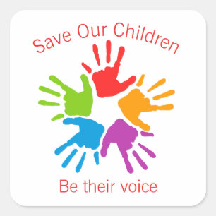 Save our Children Handprints Square Sticker