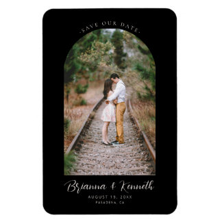 Save Our Date Black and White with Arch Photo Magnet