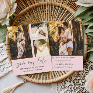 Save Our Date Budget Photo Blush Pink Invitation