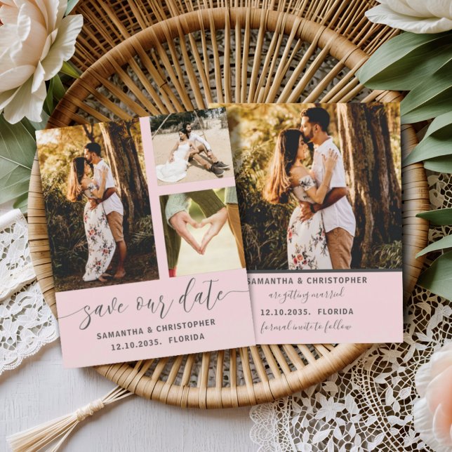 Save Our Date Budget Photo Blush Pink Invitation (Creator Uploaded)
