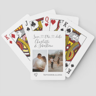 Save Our Date Handwritten Heart Personalised Photo Playing Cards