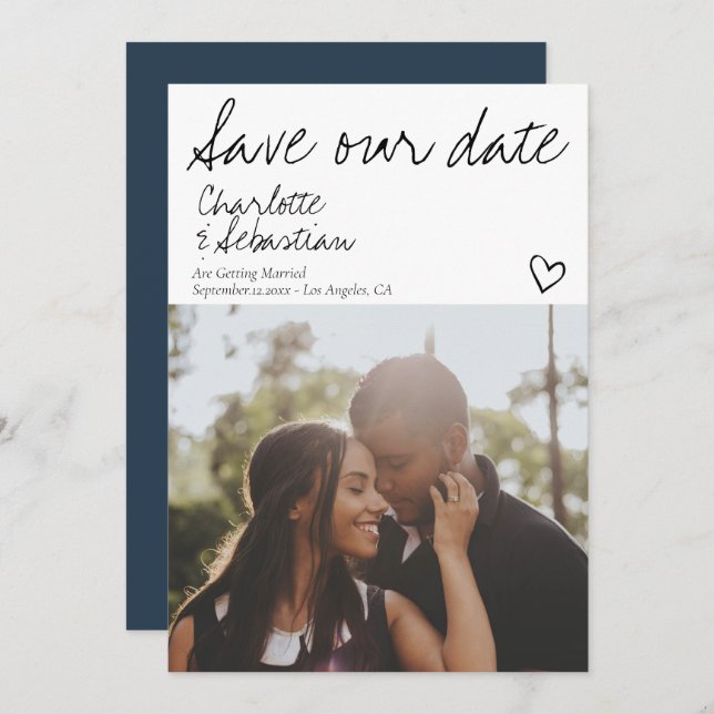 Save Our Date Handwritten Personalised Photo Save The Date (Front/Back)