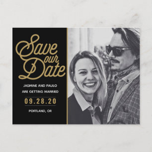 Save Our Date Modern Script Wedding Photo Postcard