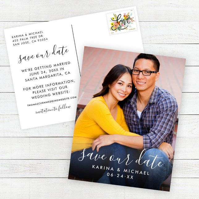 Save Our Date Portrait Photo Wedding Announcement Postcard (Creator Uploaded)