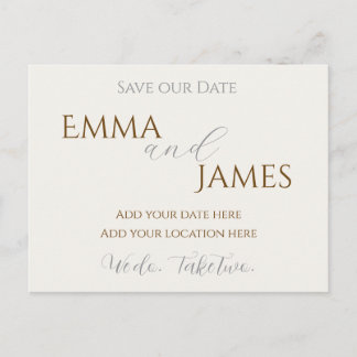 Save our Date Postcard minimalist and elegant