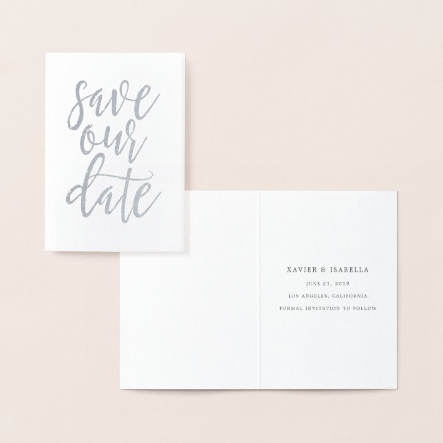 Save Our Date Real Foil Script Style 3 Card (Display)