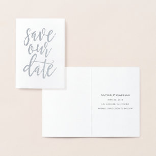 Save Our Date Real Foil Script Style 3 Foil Card