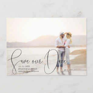Save Our Date Refined Lines Smooth Pen Script Invitation