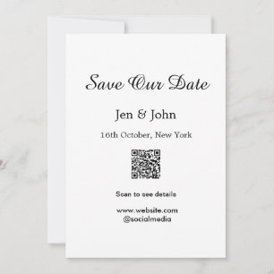Save our date Scan QR for details name date webite Invitation