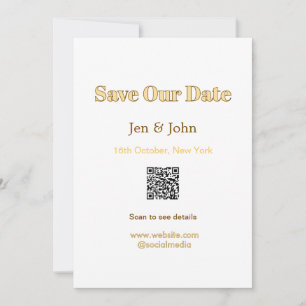 Save our date Scan QR for details name date webite Invitation