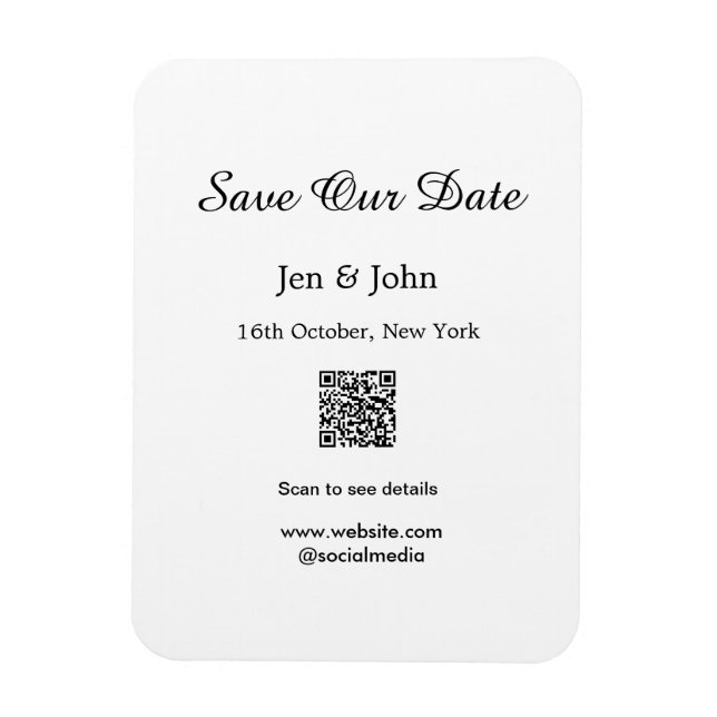 Save our date Scan QR for details name date webite Magnet (Vertical)