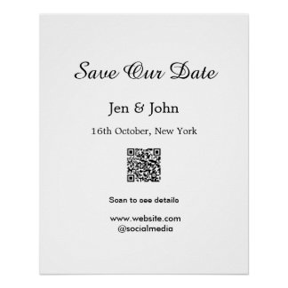 Save our date Scan QR for details name date webite Poster