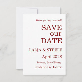SAVE OUR DATE SIMPLE STYLISH MODERN WHITE WEDDING INVITATION