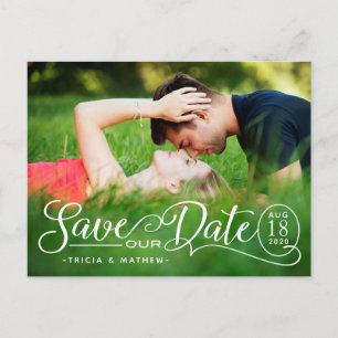 Save OUR Date Wedding Elegant Script Photocard Postcard