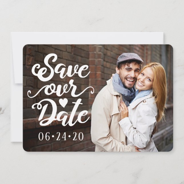 Save Our Date Wedding | Handwritten Script Hearts Invitation (Front)