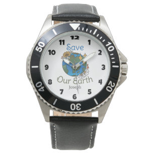 save our earth, earth day, love earth, personalise watch
