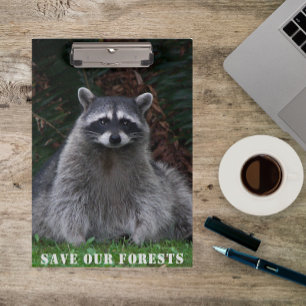 Save Our Forests Racoon Wildlife Photo Clipboard