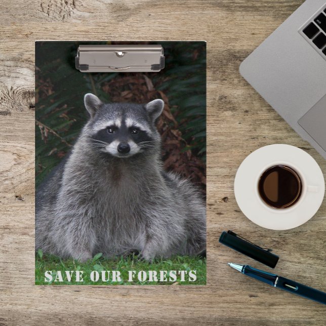 Save Our Forests Racoon Wildlife Photo Clipboard (In Situ)