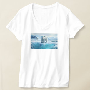 Save Our Glaciers- Polar Bear on Ice Blue Ocean  T-Shirt