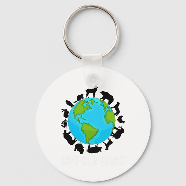 Save Our Home Animals Wildlife Conservation Earth  Key Ring (Front)