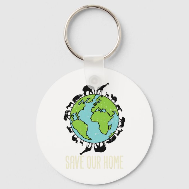 Save Our Home Animals Wildlife Conservation Earth  Key Ring (Front)