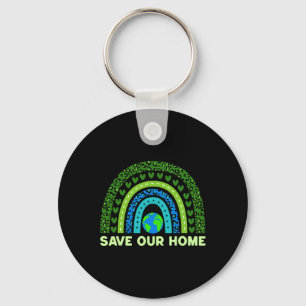 Save Our Home Earth Day Environmental Rainbow Key Ring