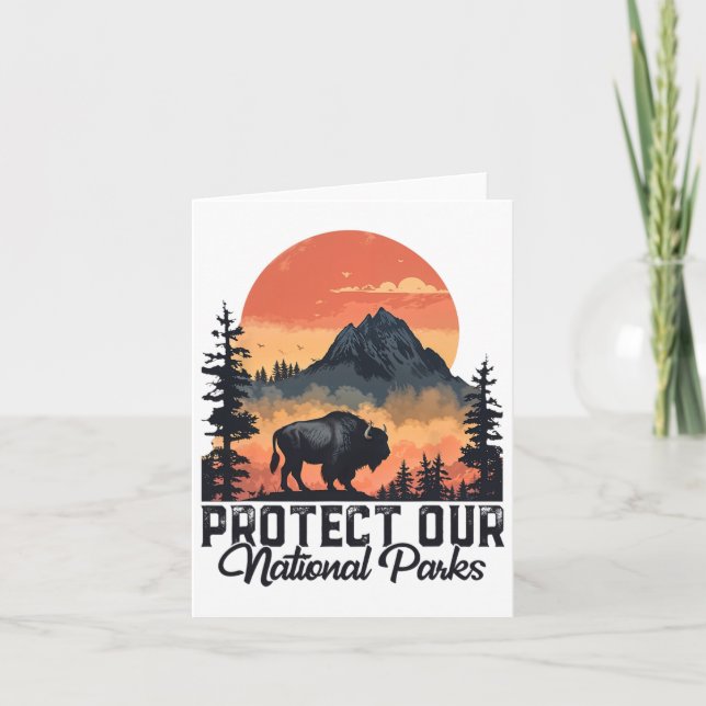 Save Our National Parks Resist Service Bison Buffa Card (Front)