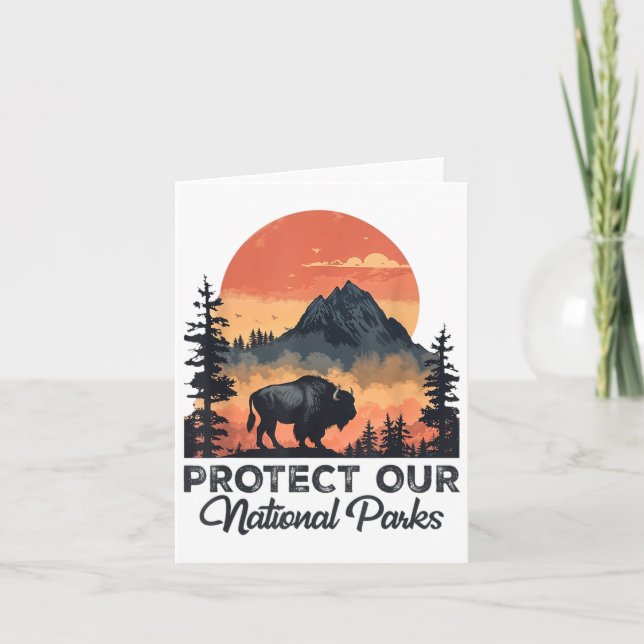 Save Our National Parks Resist Service Bison Buffa Card (Front)