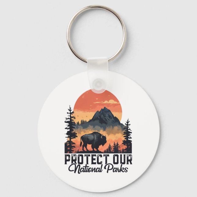 Save Our National Parks Resist Service Bison Buffa Key Ring (Front)