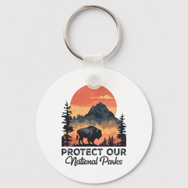 Save Our National Parks Resist Service Bison Buffa Key Ring (Front)