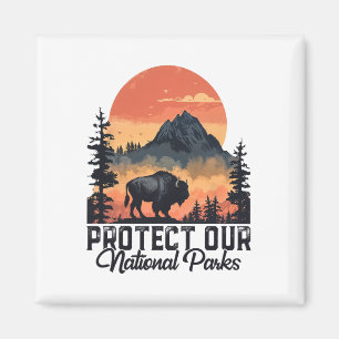 Save Our National Parks Resist Service Bison Buffa Magnet