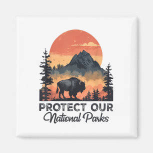Save Our National Parks Resist Service Bison Buffa Magnet