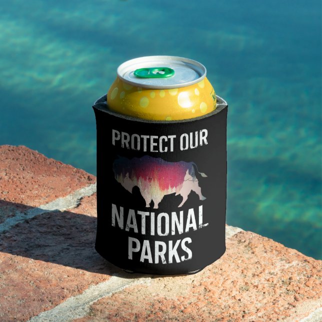 Save Our National Parks Retro Bison Explore Resist Can Cooler (In Situ Pool)