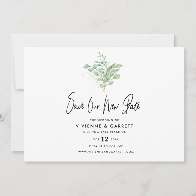 Save Our New Date Botanical Wedding Announcement (Front)