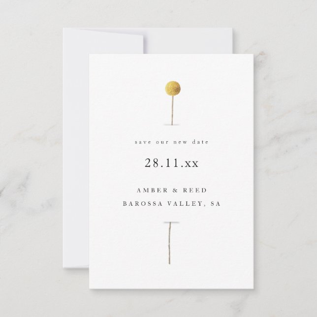 Save Our New Date Simple Minimal Watercolor Floral (Front)