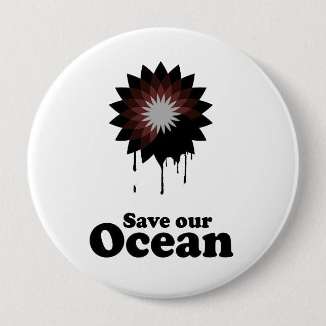 SAVE OUR OCEAN 10 CM ROUND BADGE (Front)