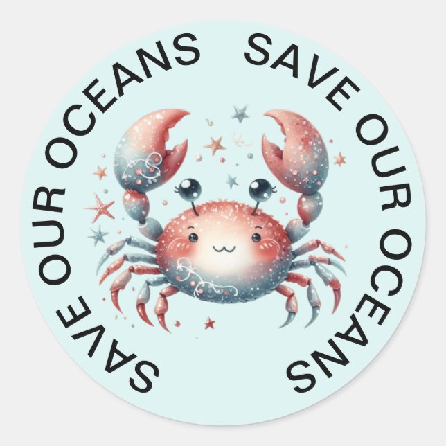 Save our Oceans Crab Stickers (Front)