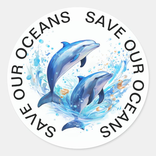 Save our Oceans Dolphines Stickers (Front)
