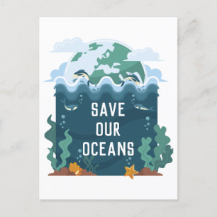 Save our oceans Earth Day Customisable  Postcard