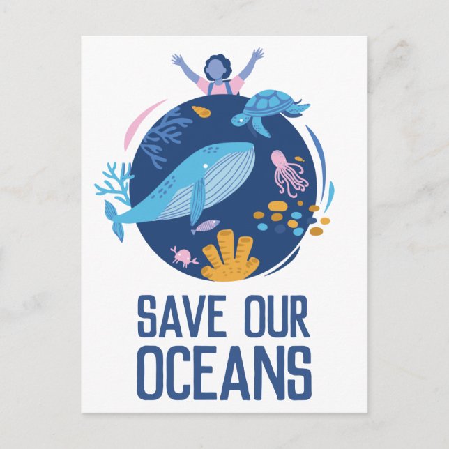 Save our Oceans Earth Day  Postcard (Front)