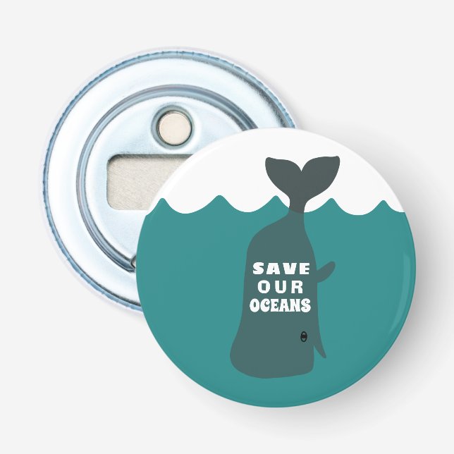 Save Our Oceans Environmental Art Whale  Bottle Opener (Front)